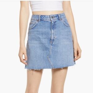 Topshop Y2K Frayed Hem Denim Mini Skirt Blue Size 2